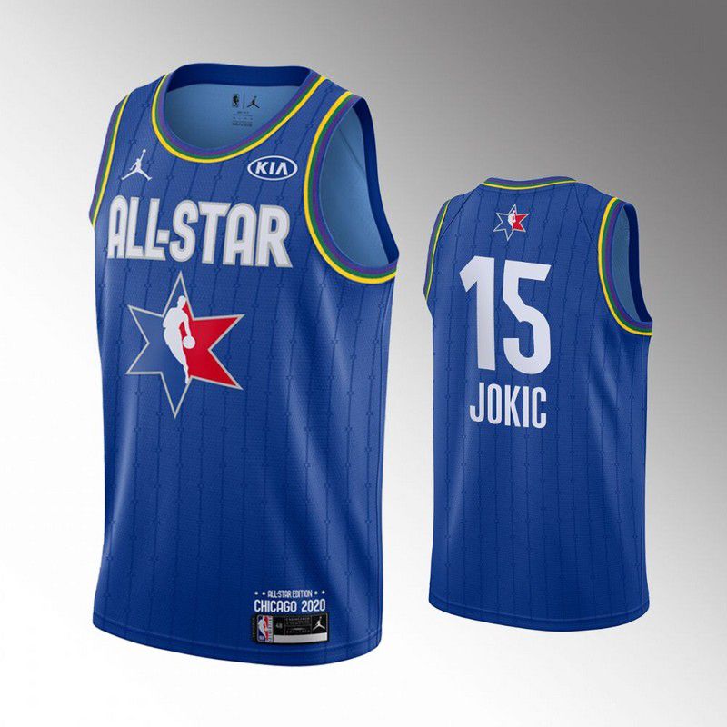 Men Denver Nuggets 15 Jokic Blue 2020 All Star NBA Jerseys